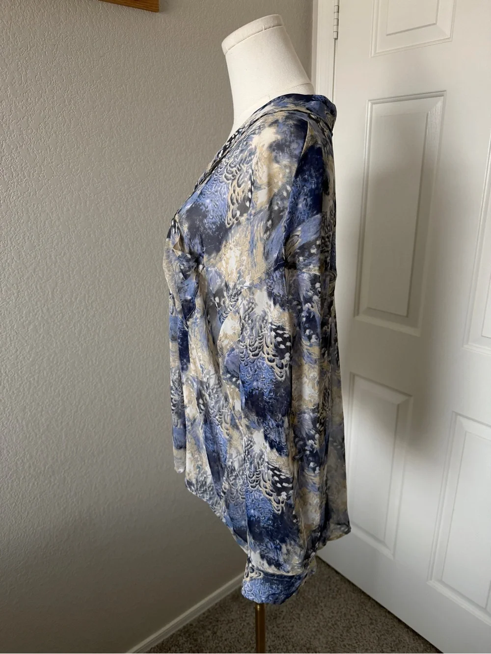 Free People Blue Multi-Print Button-Down Shirt